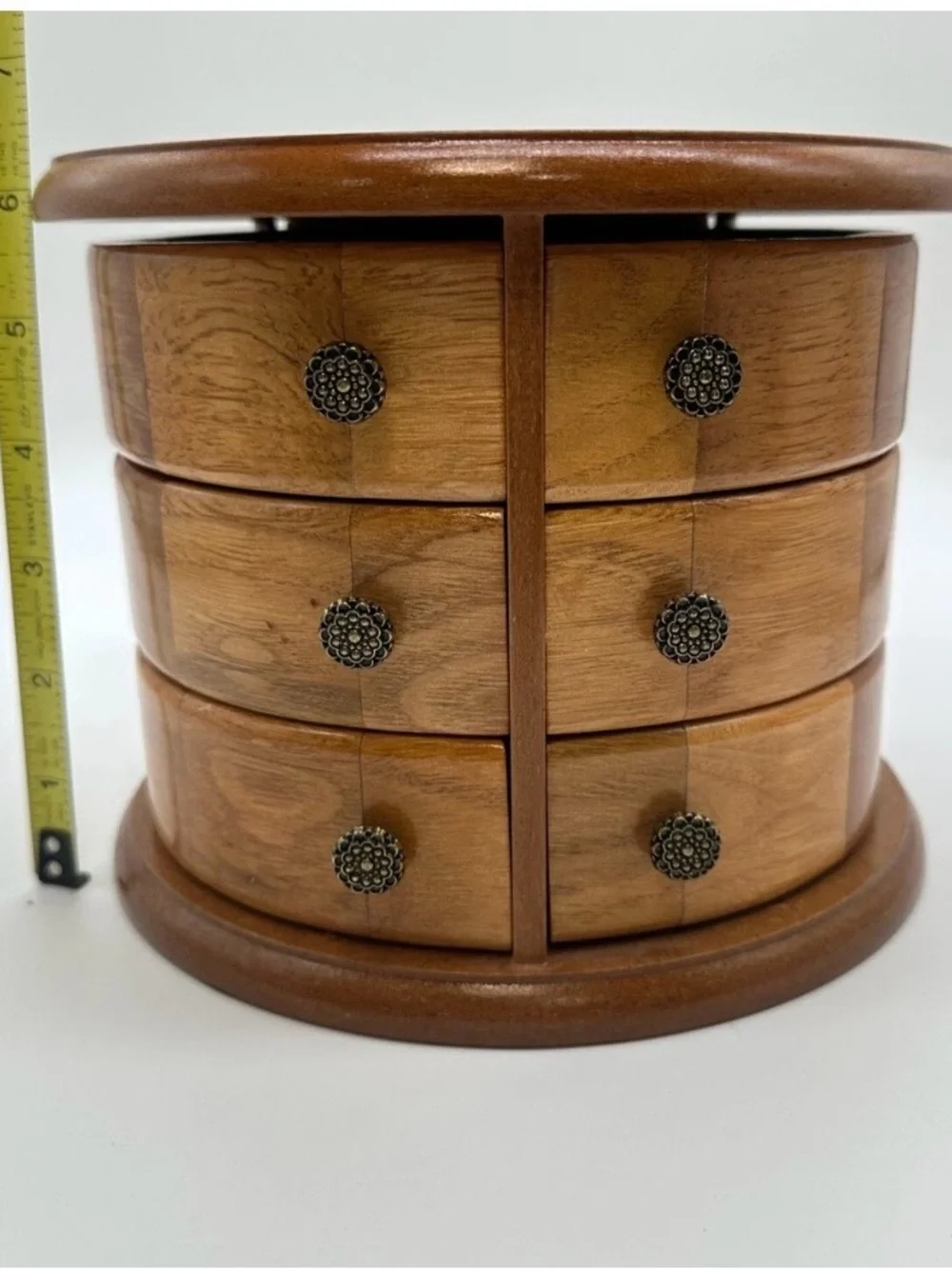 Solid Wooden Rotating Jewelry Organizer - Brown